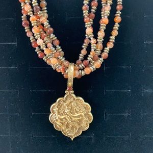 Vintage brass and stones with deer pendant